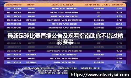 最新足球比赛直播公告及观看指南助你不错过精彩赛事