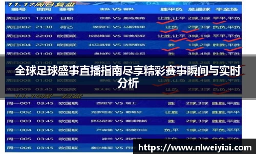 全球足球盛事直播指南尽享精彩赛事瞬间与实时分析