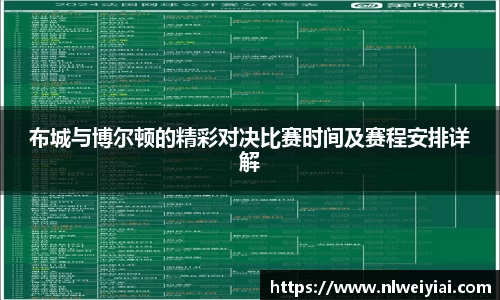 布城与博尔顿的精彩对决比赛时间及赛程安排详解